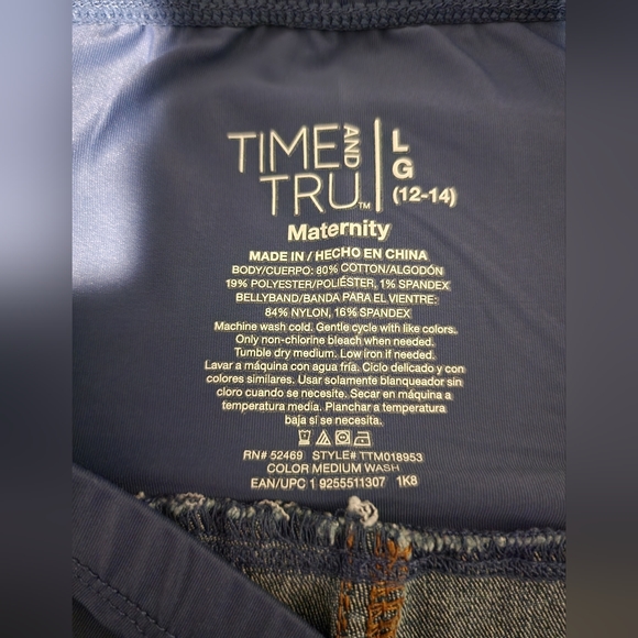 L 12-14 medium wash maternity jeggings by Time and Tru - Picture 3 of 3